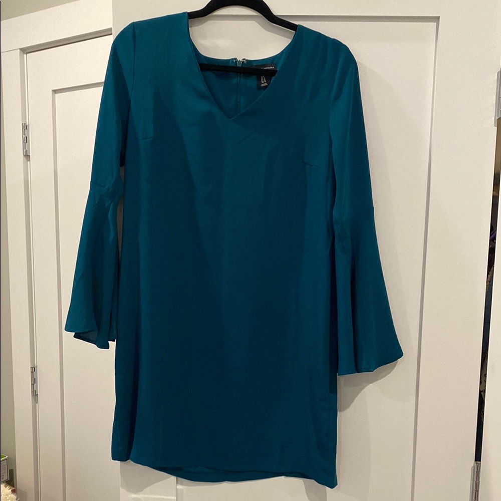 Teal V-Neck Women's Dress